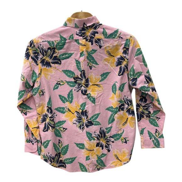 Ralph Lauren Oxford Cloth Shirt XXL Hibiscus Hawaiian Floral Print Long Slv Pink - Picture 3 of 8